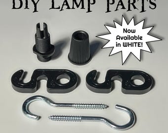 Accessory Kit for Round Power Cord - Includes 2 metal hooks, 2 cord management clips, strain relief - DIY Lamp Making Parts Glands Lighting