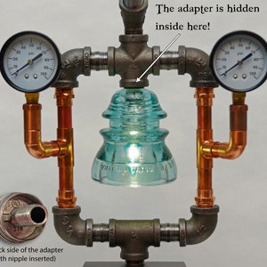 1/2 3/4 1 NPT pipe thread to 1/8 IPS NPS headless lamp nipple adapter diy Steampunk Industrial Lamp parts, glass insulator bulb socket image 5