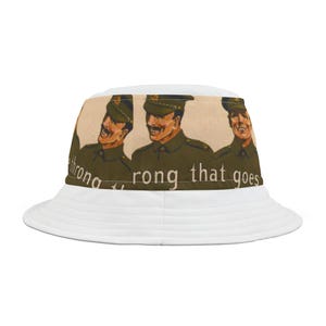 Vintage Military Art Bucket Hat: World War I British Soldiers, Made in USA