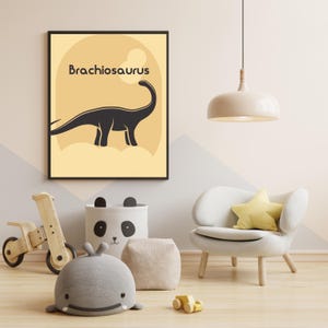 Brachiosaurus Dinosaur Canvas Art: Kid&#39;s Room Decor, Educational Wall Hanging