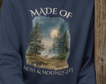 Waldszene Sweatshirt, Moos & Mondlicht, Naturliebhaber Rundhalsausschnitt