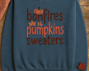 Comfort Colors Autumn Sweatshirt, Bonfires Pumpkins Sweaters Design