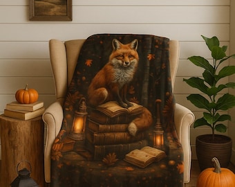 Samtdecke „Waldfuchs“, Herbst-Überwurf im Cottagecore-Stil