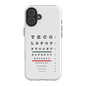 Oogtestkaart telefoonhoesje – Snellen Vision Test ontwerp voor iPhone & Samsung – Grappig opticien cadeau – Matte harde kaft – Unieke medische hoes
