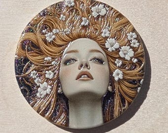 Imán de piedra texturizada – Cabello de ensueño (2 x 2 pulgadas)