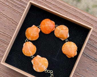 6 Orange Florida Scallop Bracelet (6in-8in)