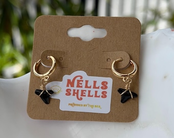 Mini Shark Tooth Hoop Huggie Earrings