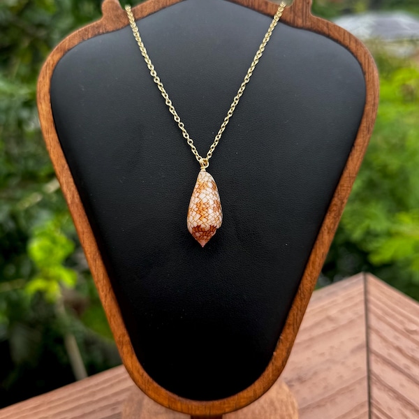 Gold Hawaiian Textile Cone Shell Necklace