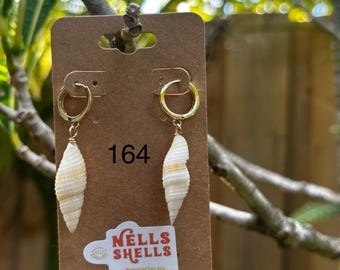 Cone Shell Hoop Huggie Earrings