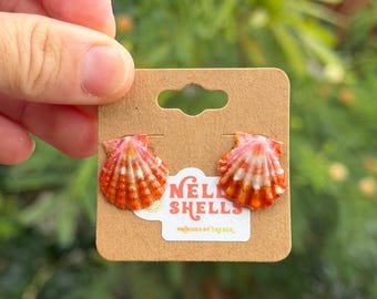 Pink / Orange Mini Hawaiian Sunrise Shell Earring Studs
