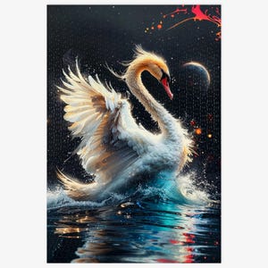 Adult 1000 Piece Jigsaw Puzzle Majestic Swan Under Moonlight PZ002