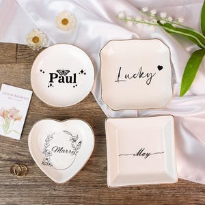 Custom Wedding Ring Dish Personalized Bridal Jewelry Tray Engagement Ring Holder Wedding Guest Gifts Bridesmaid Gifts Birthday Party Gifts