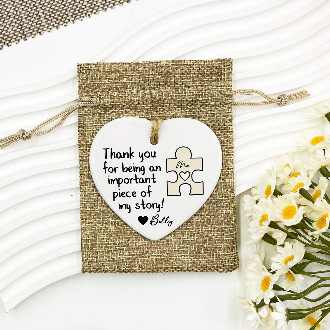 Personalized Teacher Gift, Custom Name Ceramic Heart Ornament, "thank ...