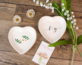 PLATO PARA ANILLOS con texto PERSONALIZADO, plato para joyas de cerámica blanca, diseñe su propio plato para anillos, regalo personalizado perfecto para bodas, aniversarios y más.