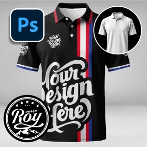 Modello di polo da uomo / Modello di polo personalizzato, modello di polo a manica corta (file PSD)