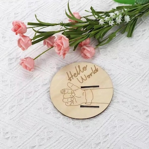 Wooden Baby Birth Hospital Bracelet, Memorial Plaque, Carved Circular, Newborn Collection Plaque