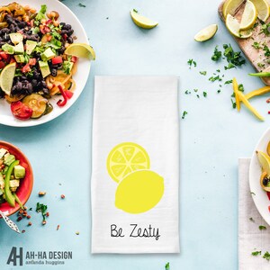 Lemon Be Zesty Tea Towel | Fun Lemon Kitchen Towel