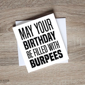 Funny Fitness Burpee Birthday Printed Greeting Card