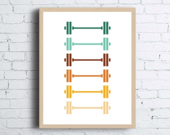 Retro Barbell Fitness Printable Gym Wall Art