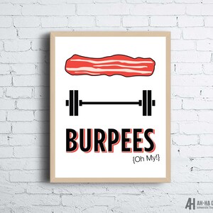 Bacon Barbells and Burpees Fun Fitness Printable Wall Art