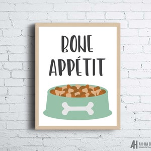 Bone Appetit Dog Wall Art | Dog Owner Printable Wall Art | Funny Dog Food Wall Decor Print