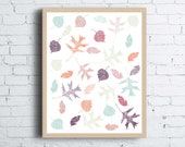 Autumn Leaves Printable Wall Art | Illustrated Leaves Fall Wall Art Print | Falling Leaves Pattern Modern Autumn Wall Decor