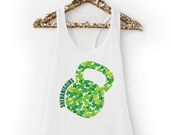 Shenanigains Kettlebells St. Patrick's Day Women's Workout Racerback Tank Top