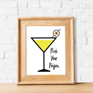 Pick Your Poison Halloween Cocktail Printable 8 x 10 Sign