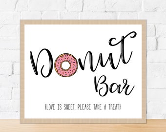 Donut Bar Wedding Printable Sign | Donut Bar Sign Party Printable | Dessert Table Take a Treat Digital Download Sign | Love is Sweet Sign