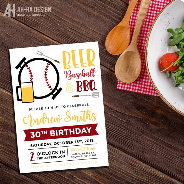 Birthday Baseball Invitation Etsy