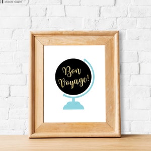Bon Voyage Globe Going Away Party 8 x 10 Sign Printable