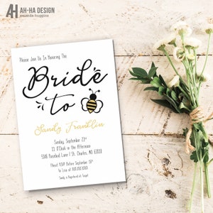 Bride To Bee Bridal Shower 5 x 7 Invitation Printable