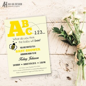 Baby Shower Bumblebee Gender Reveal Printable 5 x 7 Invitation