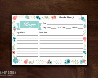 retro recipe card 8 5 x 11 digital download printable recipe etsy
