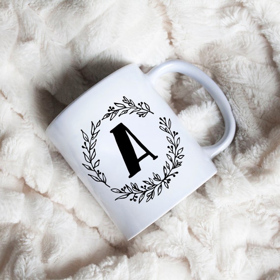 Personalized Wreath With Initial Mug