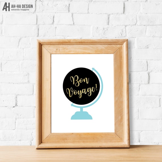 Bon Voyage Globe Going Away Party Printable 8 X 10 Sign Etsy