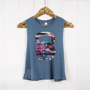 Graffiti Kettlebell Racerback Cropped Workout Tank