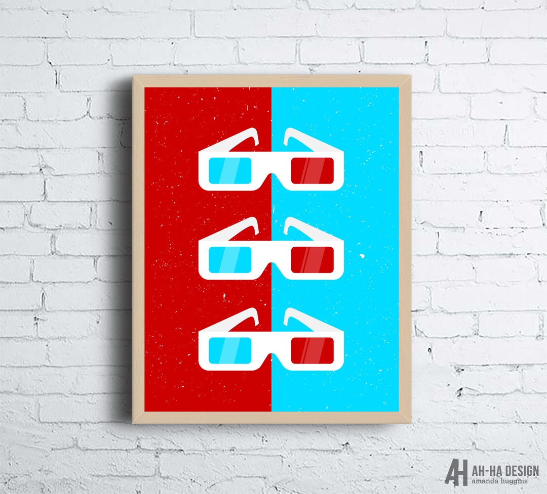 3D Glasses Retro Movie Printable Wall Art - Etsy