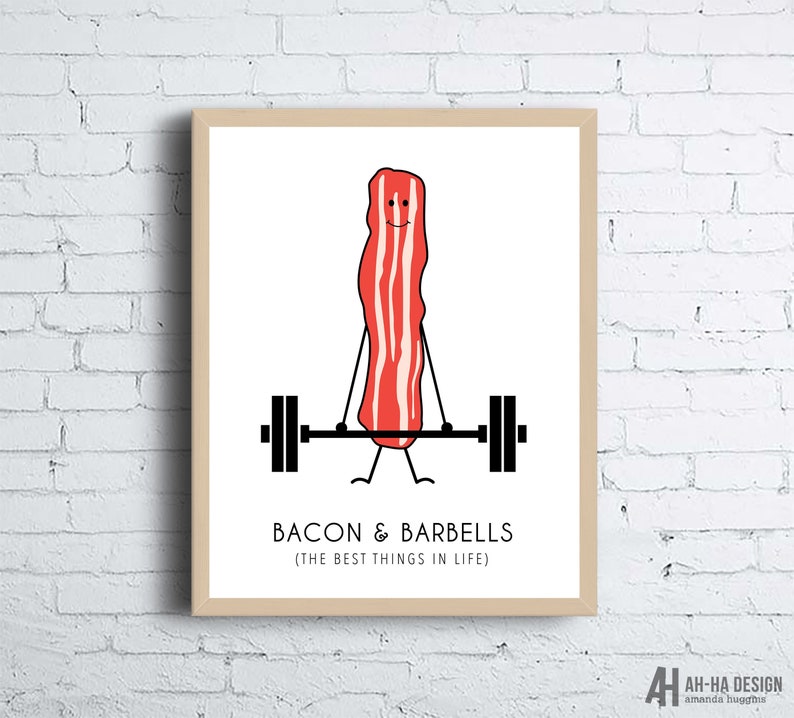 Bacon and Barbells Funny Fitness Printable Wall Art Etsy