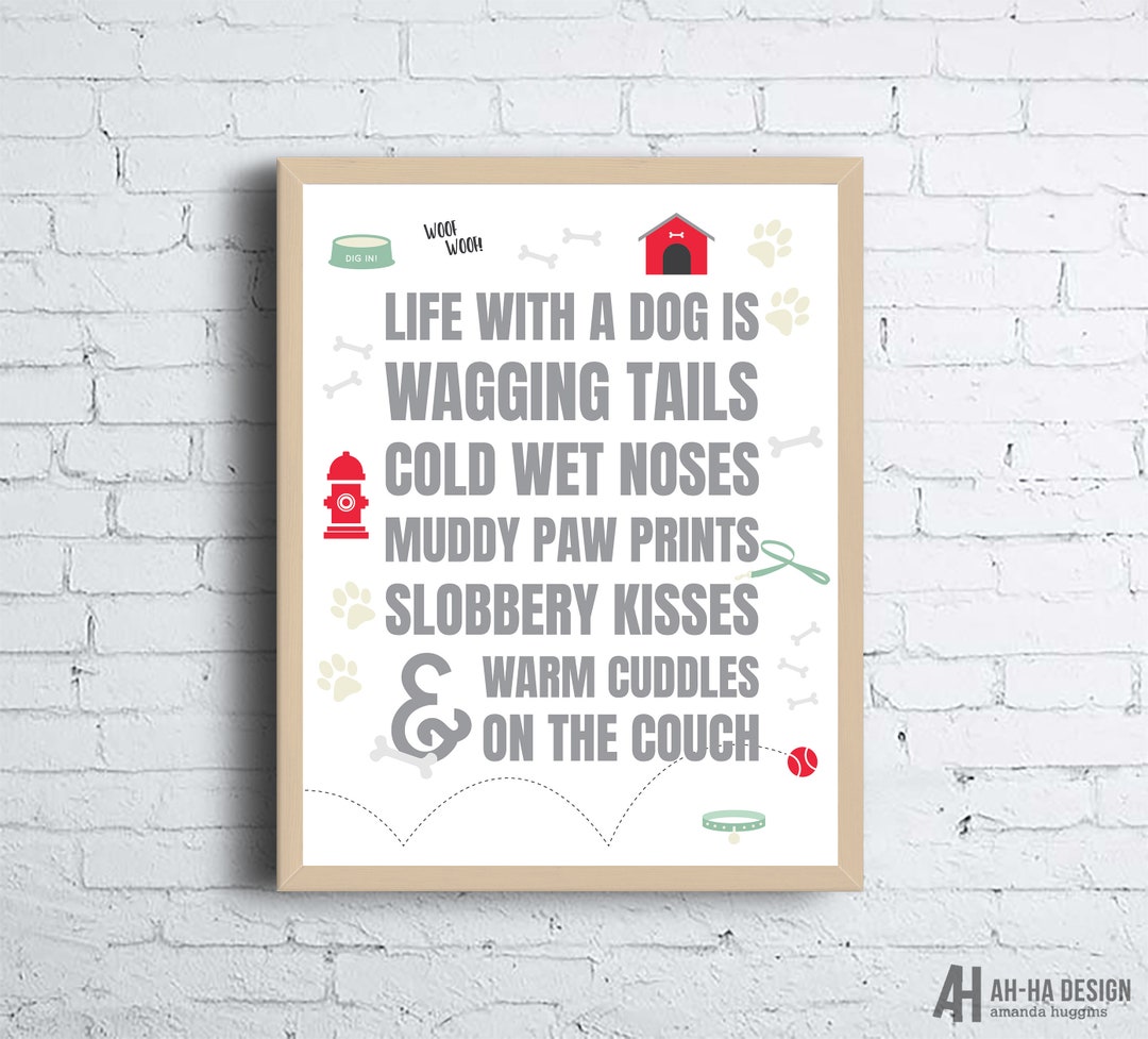 Life With a Dog Printable Wall Art | Dog Owner Modern Typography Wall ...