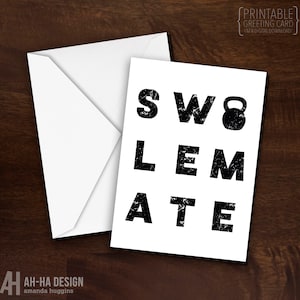SWOLEMATE Kettlebell Printable Greeting Card | SWOLEMATE Fitness Couples Digital Download Card