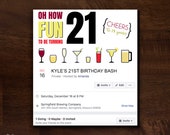21st Birthday Facebook Event Cover Photo | Birthday Party Facebook Event Header | Party Facebook Event Banner | Oh How Fun to Be 21 Birthday