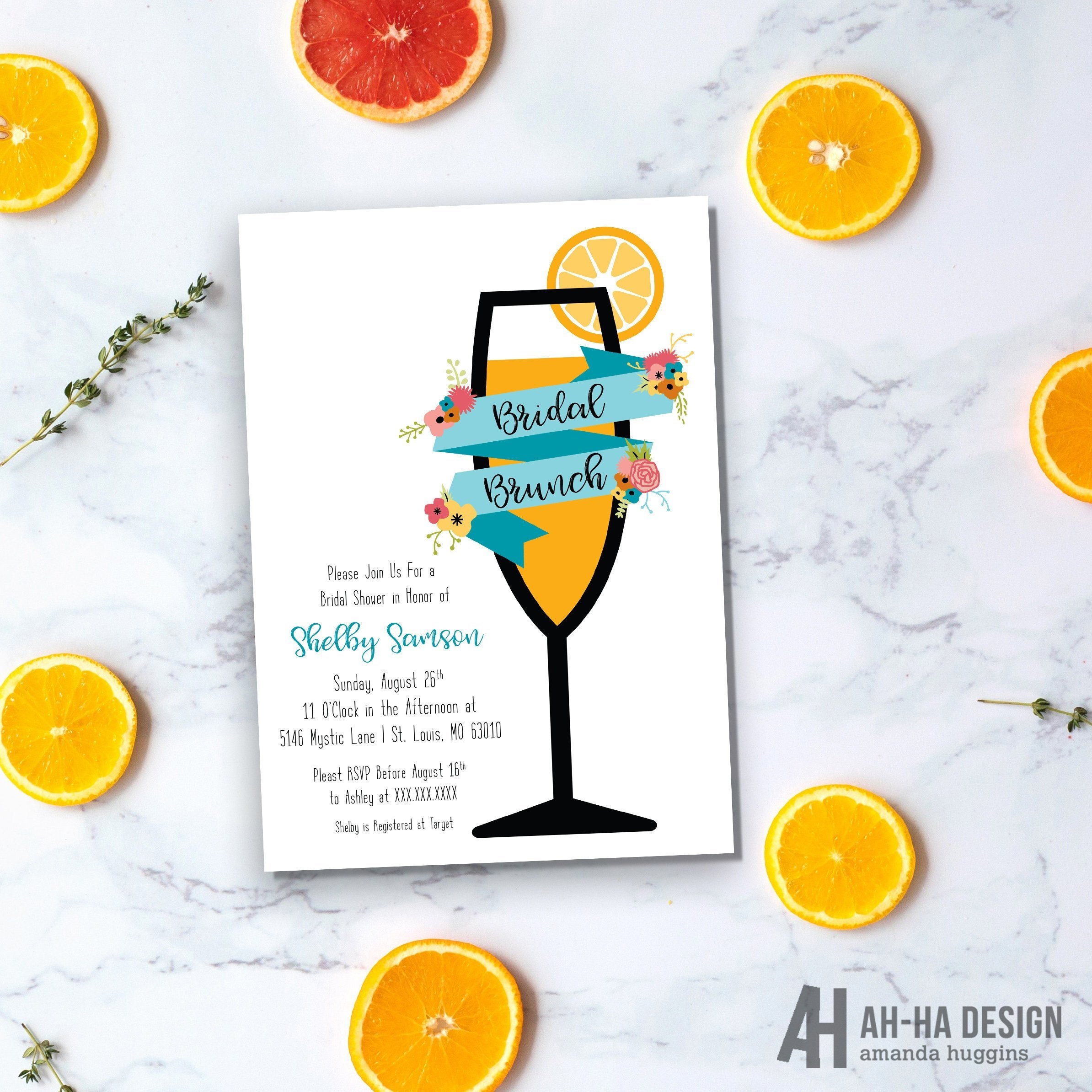 Mimosa Bridal Brunch Bridal Shower Printable Invitation Etsy