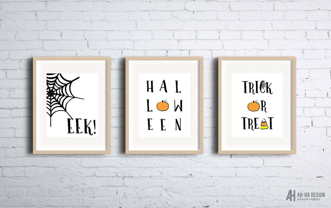 Set of Three Halloween Printable Wall Art Halloween Decor Digital ...