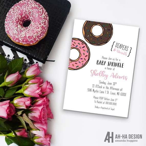 donut themed baby shower invitations