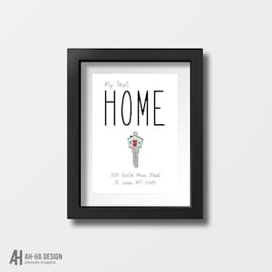 My First Home Key Art Printable Wall Art | Insert Your House Key, My First Home Customized Address Digital Download Print