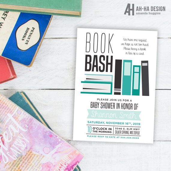 Book Bash Baby Shower 5 X 7 Invitation Printable Etsy