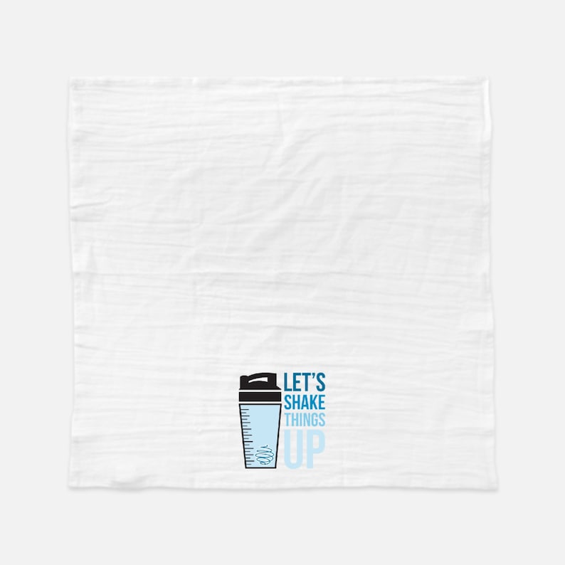 Gym Themed Shaker Cup Kitchen Towel Let/'s Shake Things Up Tea Towel