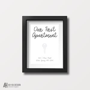 Our First Apartment Key Art Printable Wall Art | Insert Your House Key, Our First Apartment Customized Address Digital Download Print