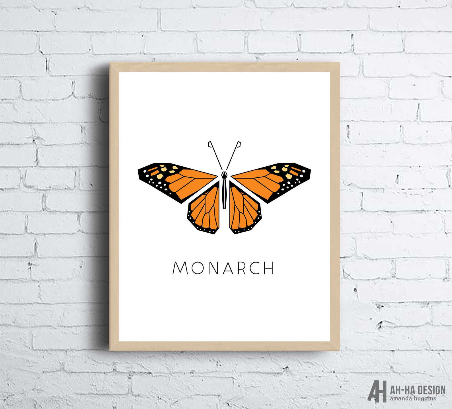 Monarch Butterfly Minimalist Printable Wall Art Orange and | Etsy